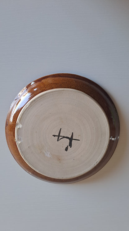 Vintage Studiokeramik Servierteller Braun handgefertigt