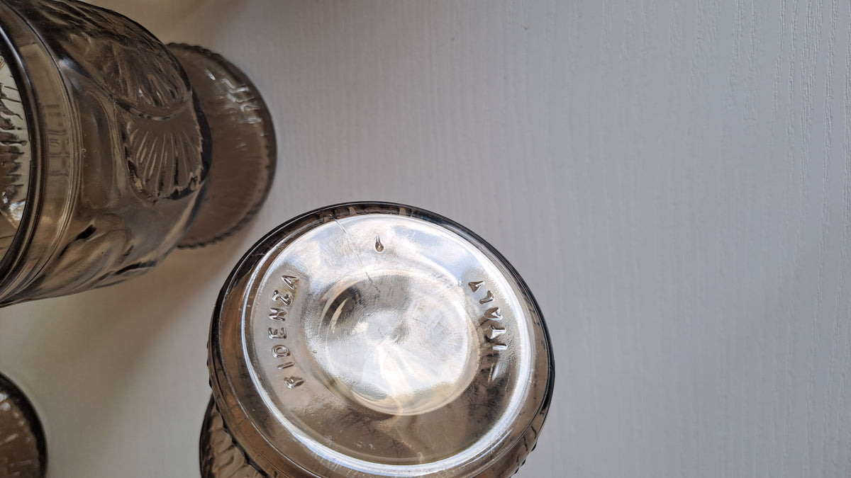 6er Vintage Gläserset mit Servierständer von Fidenza Italy
