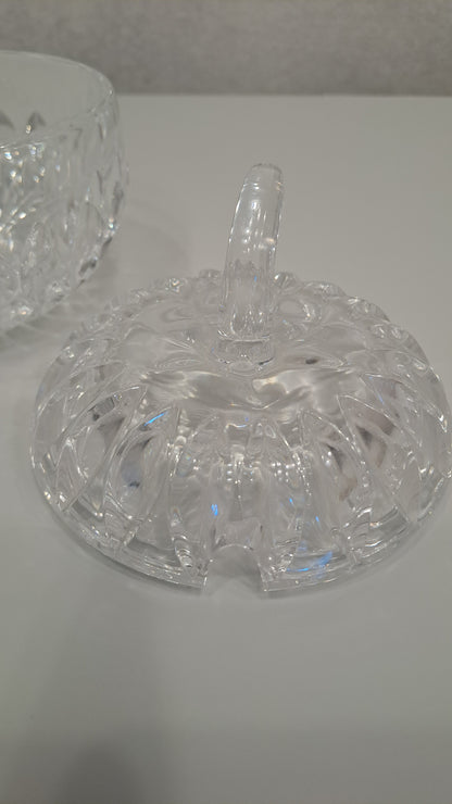 Vintage Kristall-Zuckerdose / Bonboniere in Apfel-Kürbisform