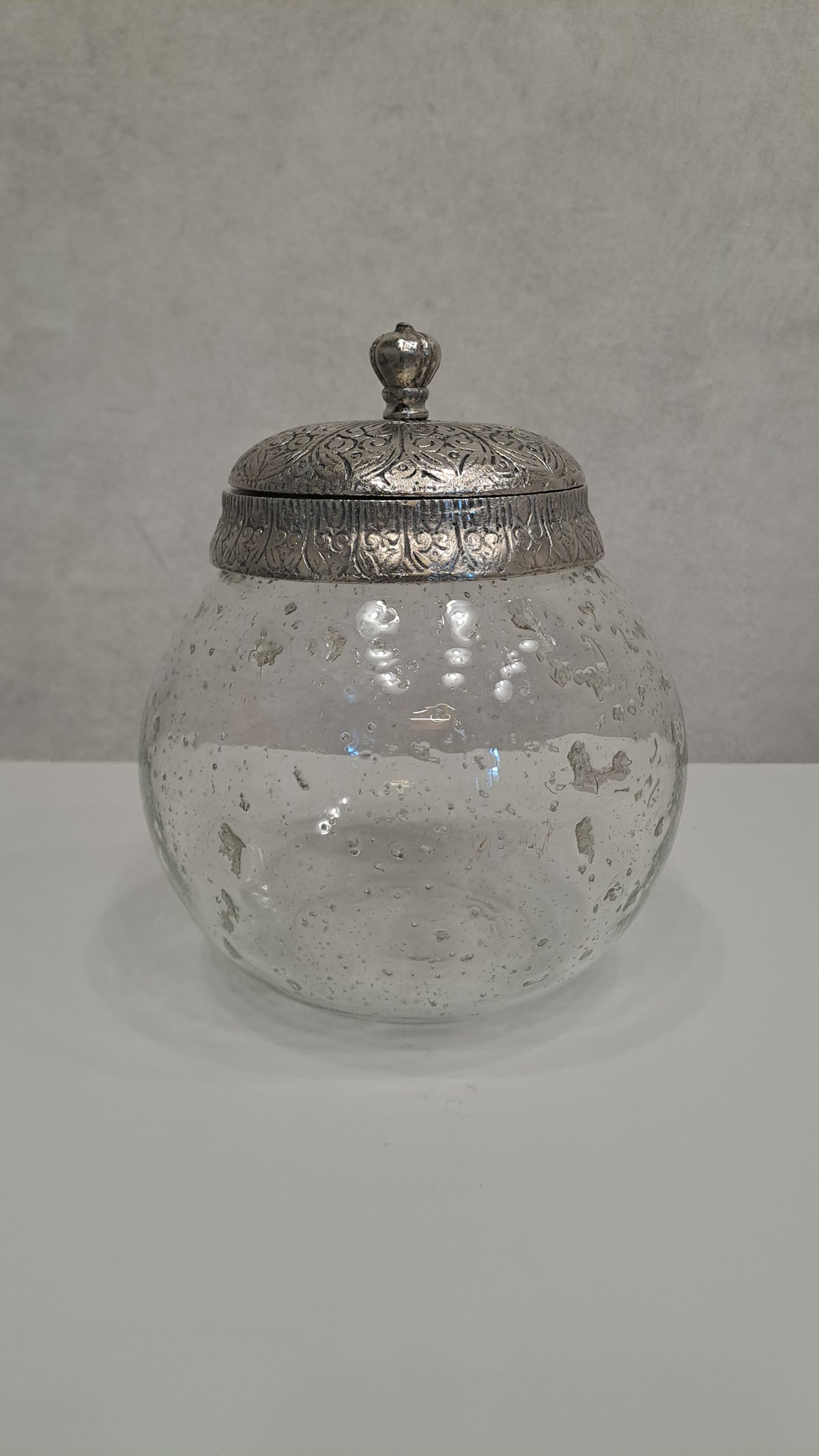Vintage Vorratsglas Bonbonglas Bauernsilber Metall-Deckel