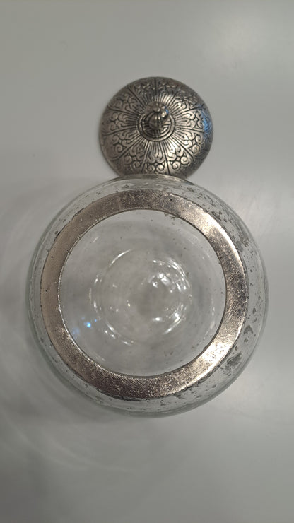 Vintage Vorratsglas Bonbonglas Bauernsilber Metall-Deckel