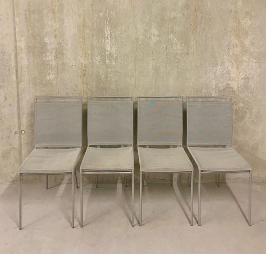 4er Set Moderne Esszimmerstühle, Stoff/Metall, grau, Stühle