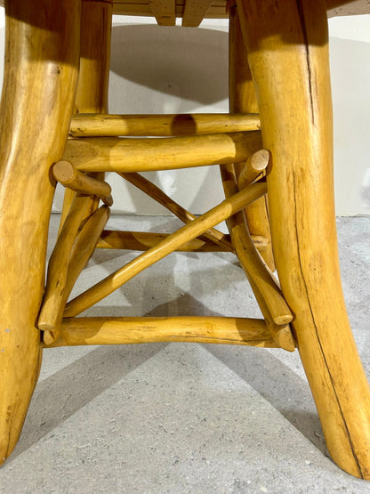 Rustikaler Gartentisch Teak Holz Esstisch rund massiv stabil