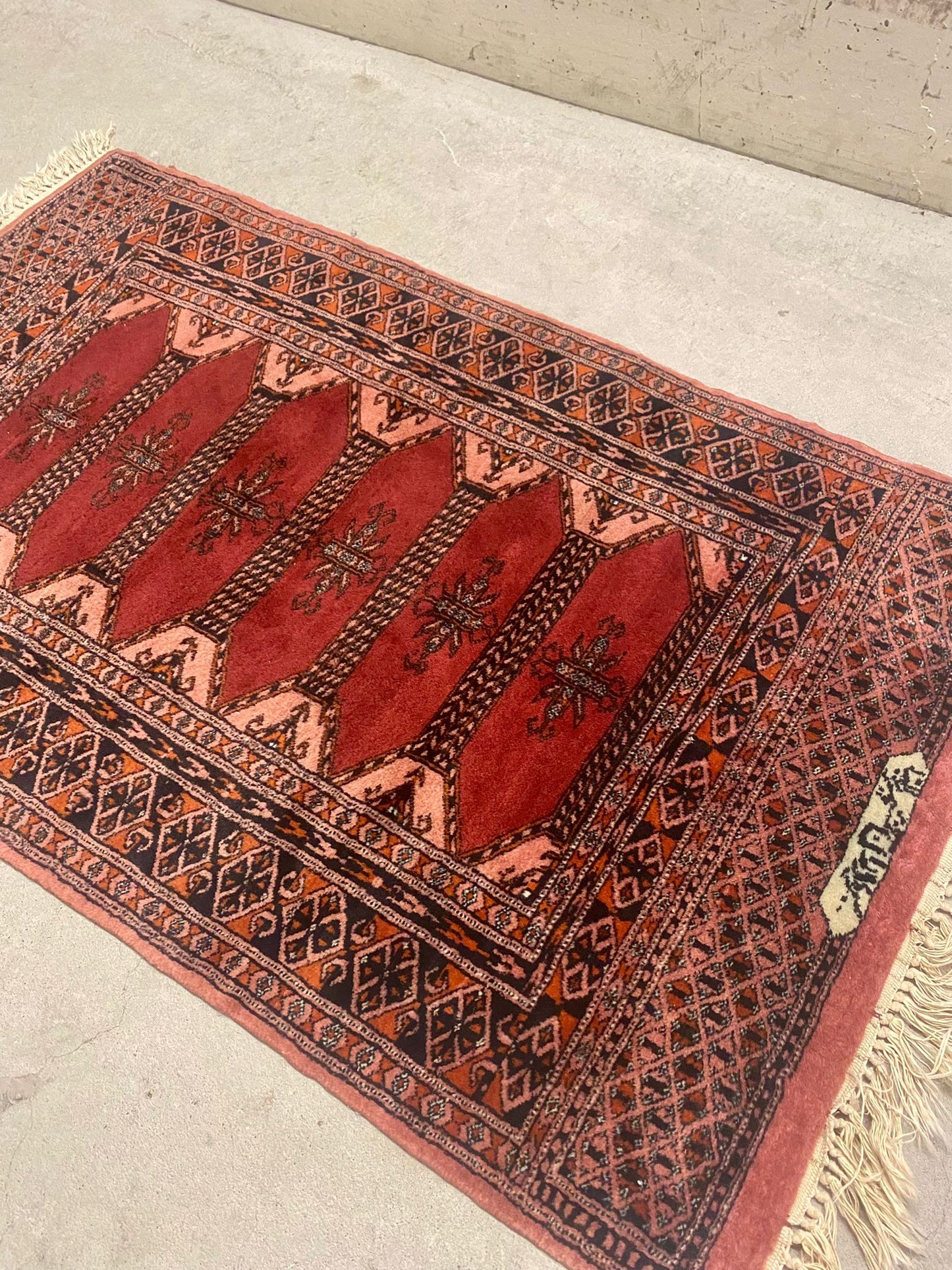 Vintage roter Orient Teppich Läufer Wandteppich