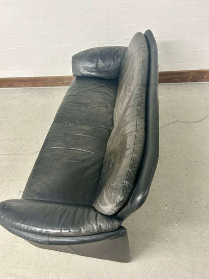 Leolux Leder Sofa Schwarz/GrauVintage Retro 80er Jahre
