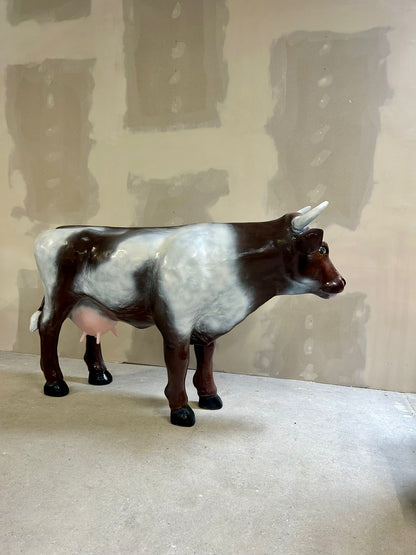 Deko Kuh Figur Lebensgross braun/weiss Garten Aussteller