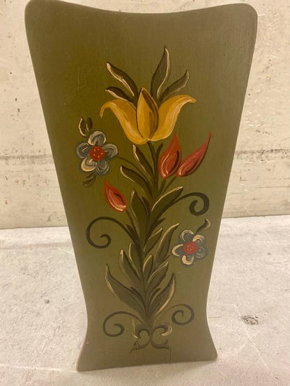 Schirmständer Vintage Blumen handbemalt grün 60er
