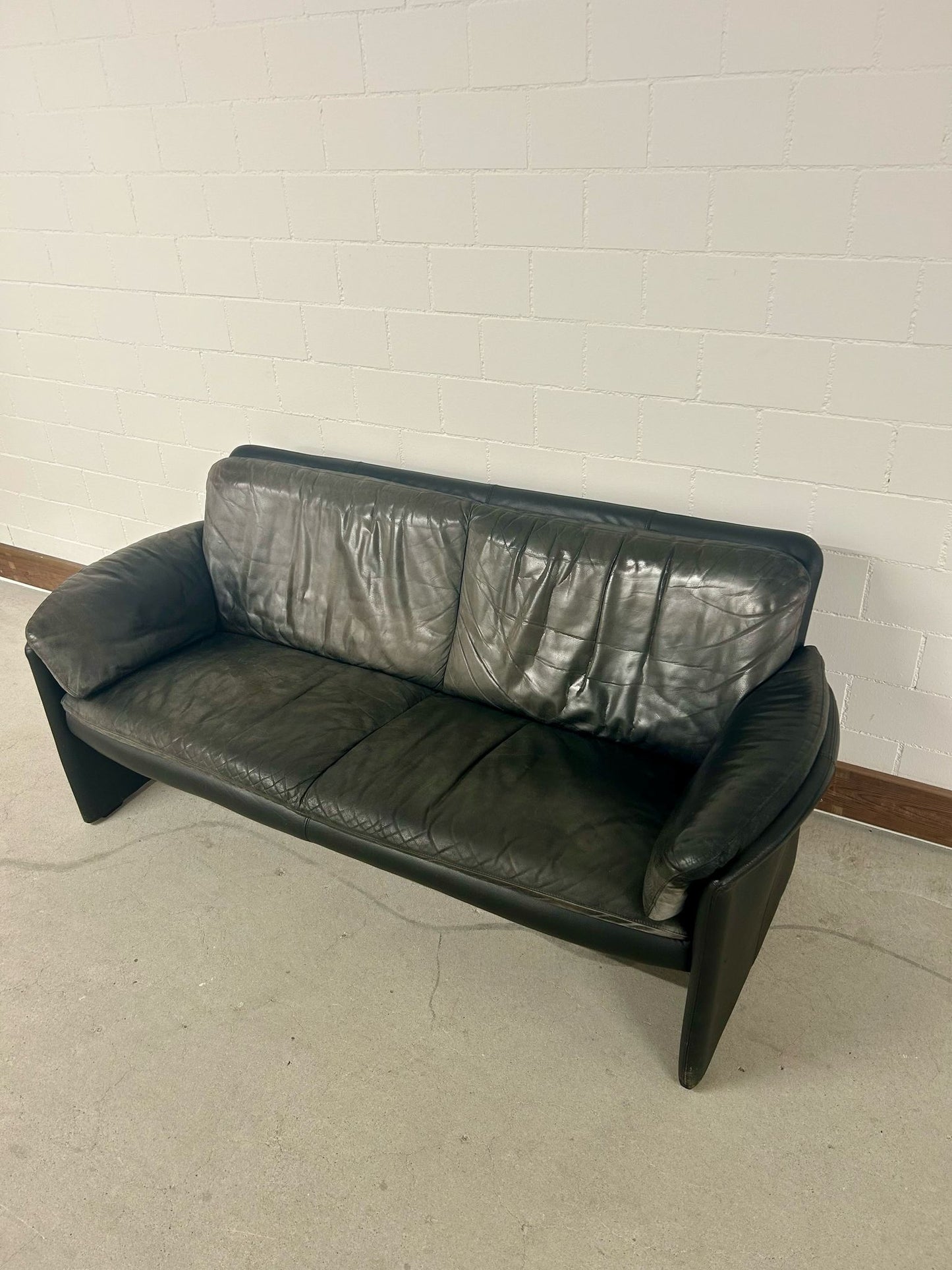 Leolux Leder Sofa Schwarz/GrauVintage Retro 80er Jahre