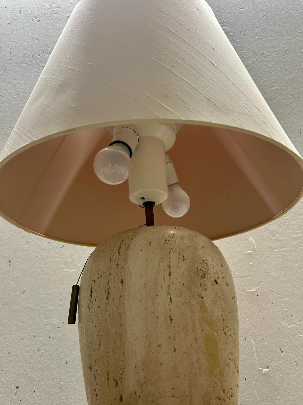 Seltene Tisch Lampe Travertin Vintage 60er, Made in Italy
