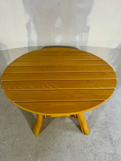 Rustikaler Gartentisch Teak Holz Esstisch rund massiv stabil