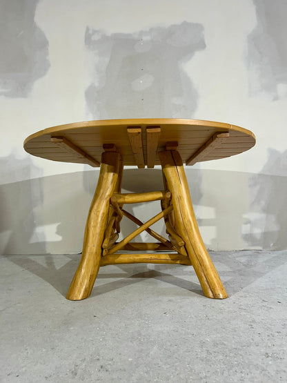 Rustikaler Gartentisch Teak Holz Esstisch rund massiv stabil