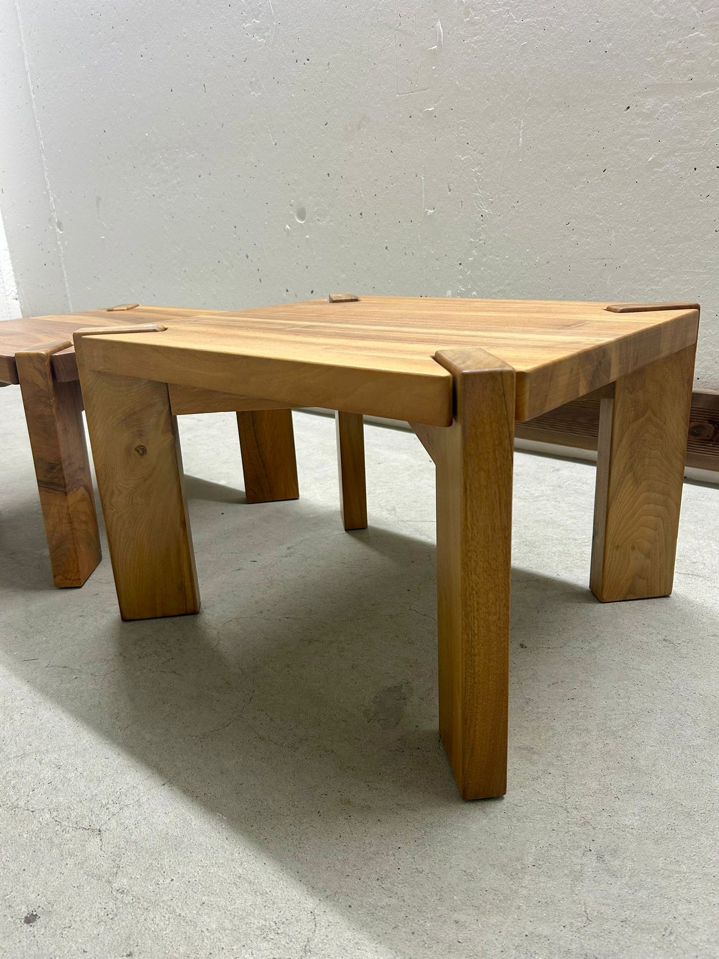 2er Set Holz Beistelltisch Massiv Vintage Couchtisch