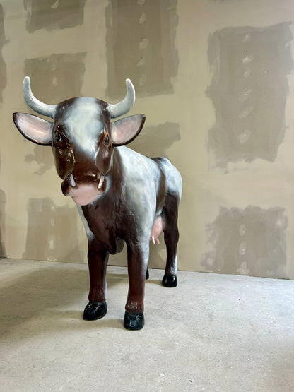Deko Kuh Figur Lebensgross braun/weiss Garten Aussteller
