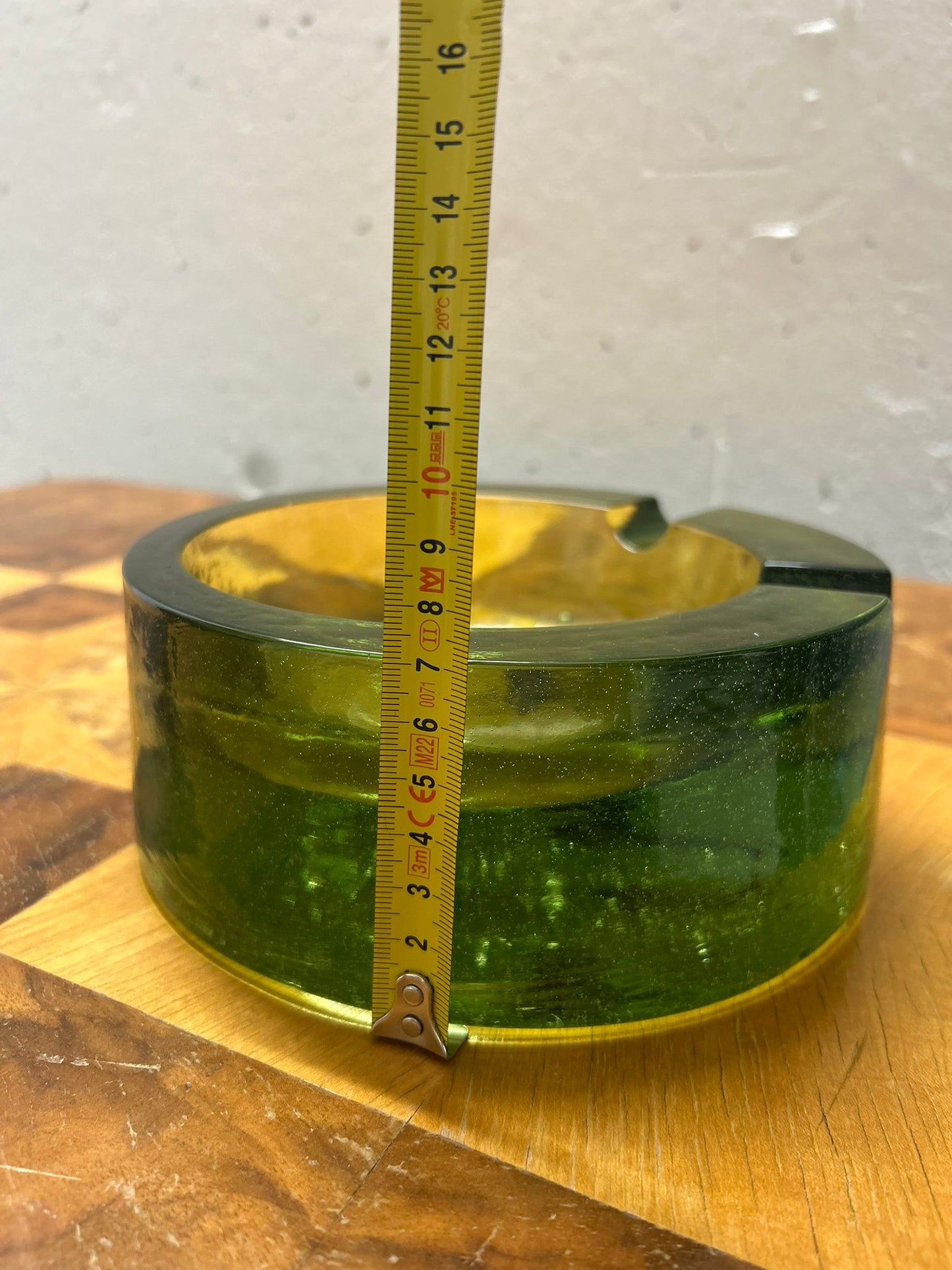 Grüner Glas Aschenbecher, Vintage, 70er Jahre
