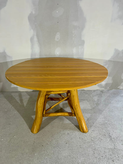 Rustikaler Gartentisch Teak Holz Esstisch rund massiv stabil