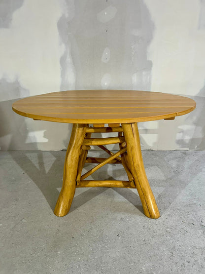 Rustikaler Gartentisch Teak Holz Esstisch rund massiv stabil