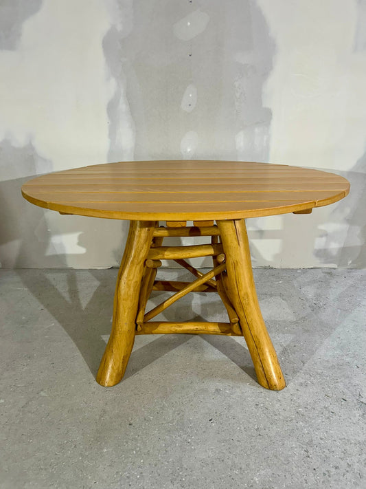 Rustikaler Gartentisch Teak Holz Esstisch rund massiv stabil