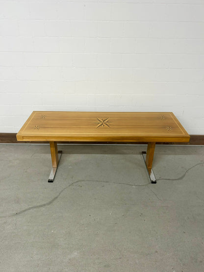 Vintage Couchtisch Salontisch mit Sternmuster Intarsien