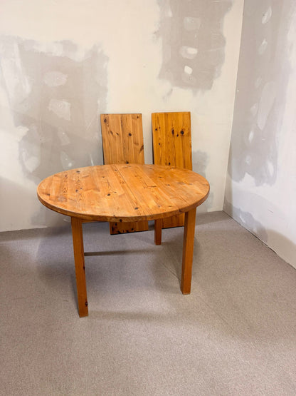 Runder Esstisch aus Kiefernholz mit 2 Einsatzplatten