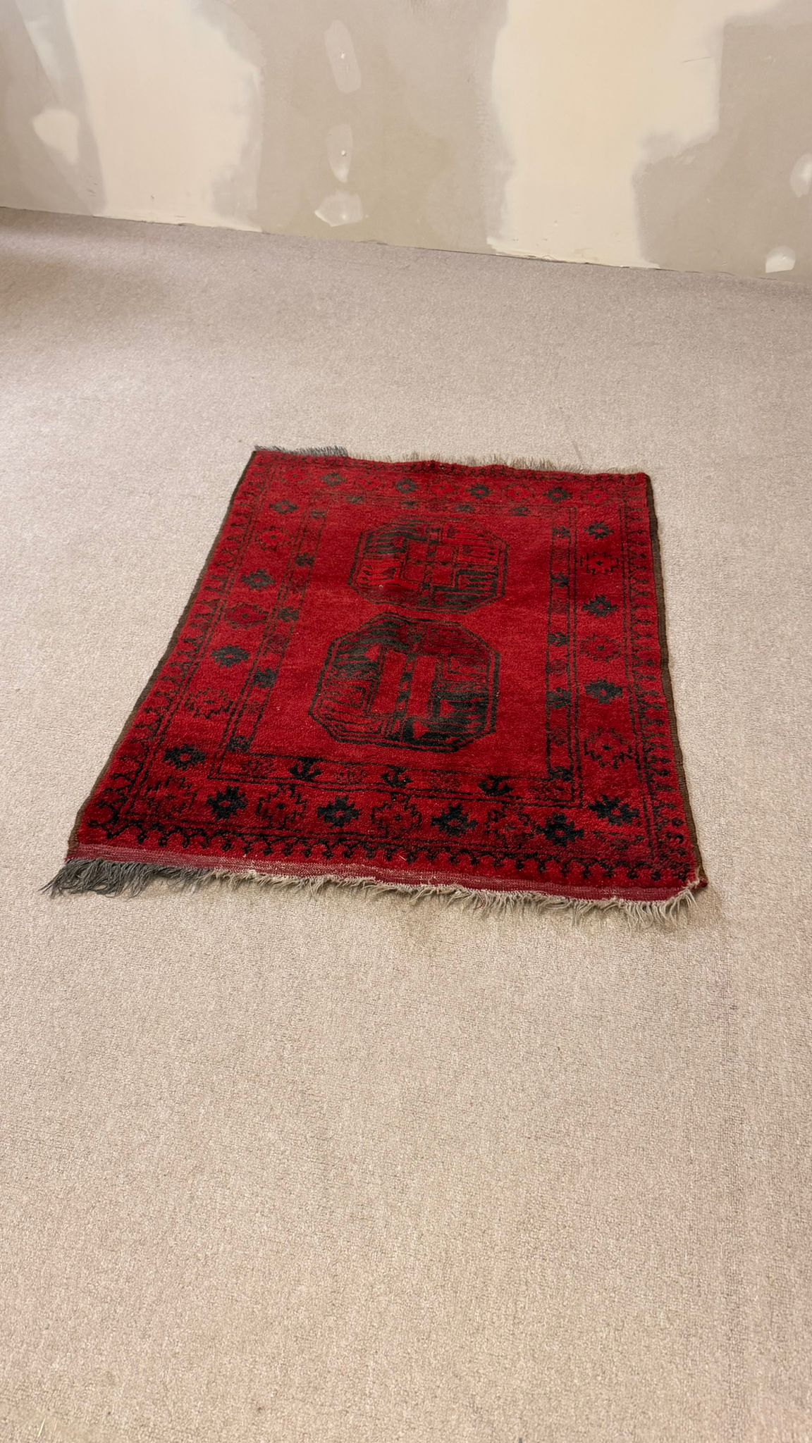 Vintage Orientteppich aus Afghanistan Dunkelrot Göl-Muster
