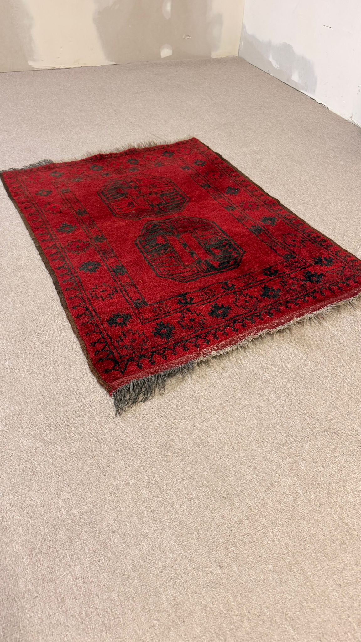 Vintage Orientteppich aus Afghanistan Dunkelrot Göl-Muster