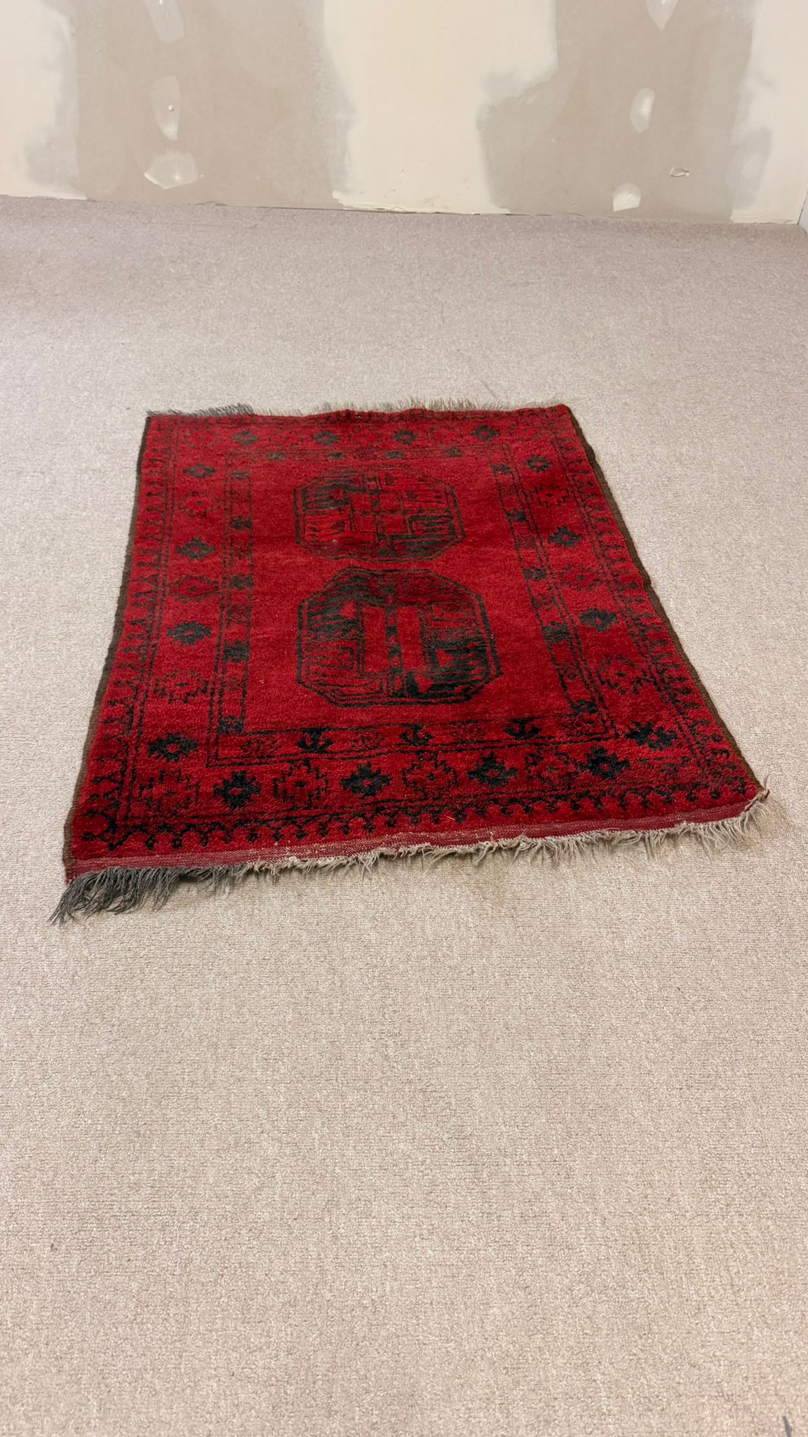Vintage Orientteppich aus Afghanistan Dunkelrot Göl-Muster