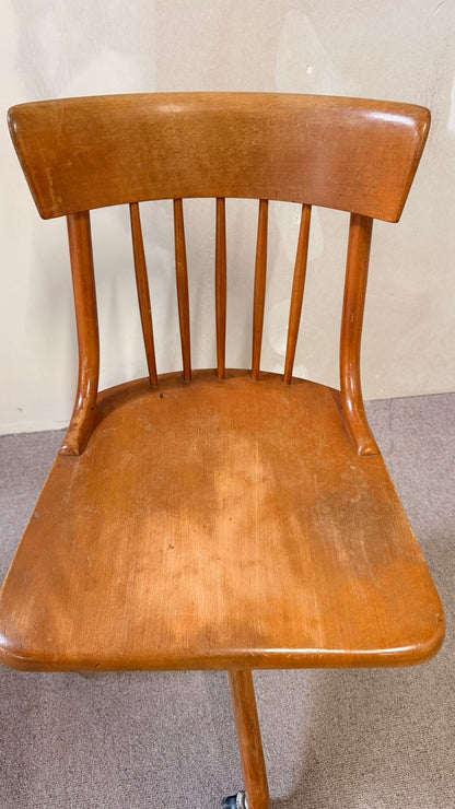 Vintage Bürostuhl aus Holz auf Rollen Giroflex, Schweiz 1961