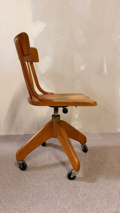 Vintage Bürostuhl aus Holz auf Rollen Giroflex, Schweiz 1961