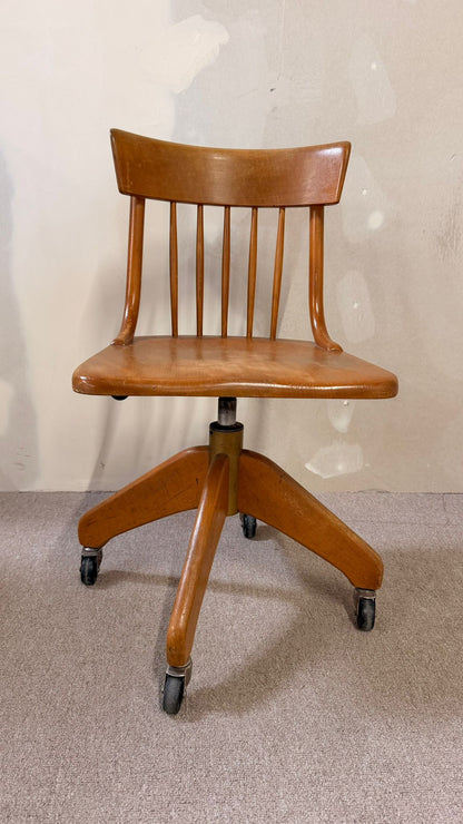 Vintage Bürostuhl aus Holz auf Rollen Giroflex, Schweiz 1961