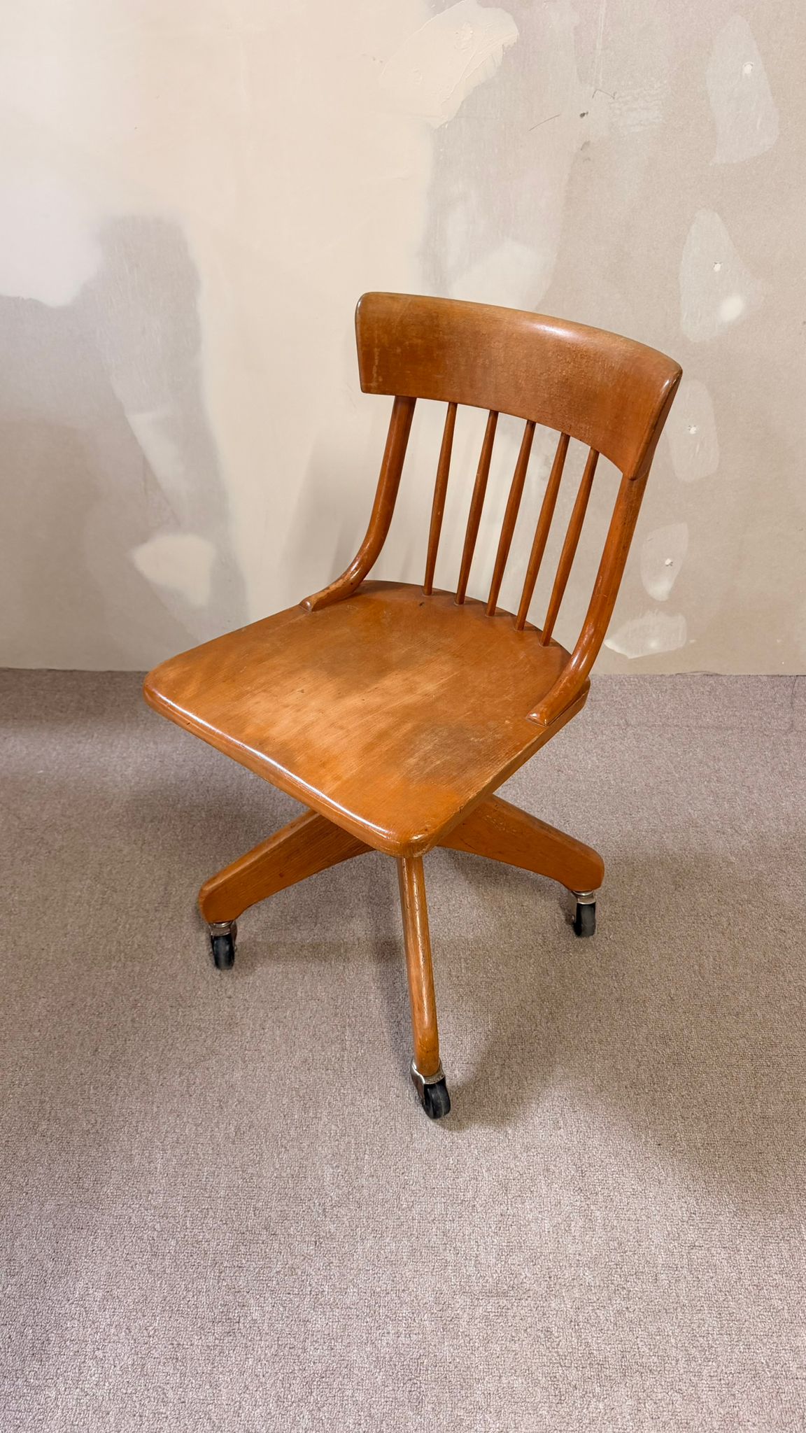 Vintage Bürostuhl aus Holz auf Rollen Giroflex, Schweiz 1961