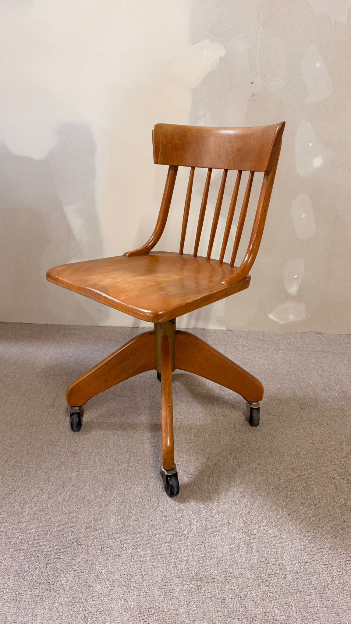 Vintage Bürostuhl aus Holz auf Rollen Giroflex, Schweiz 1961