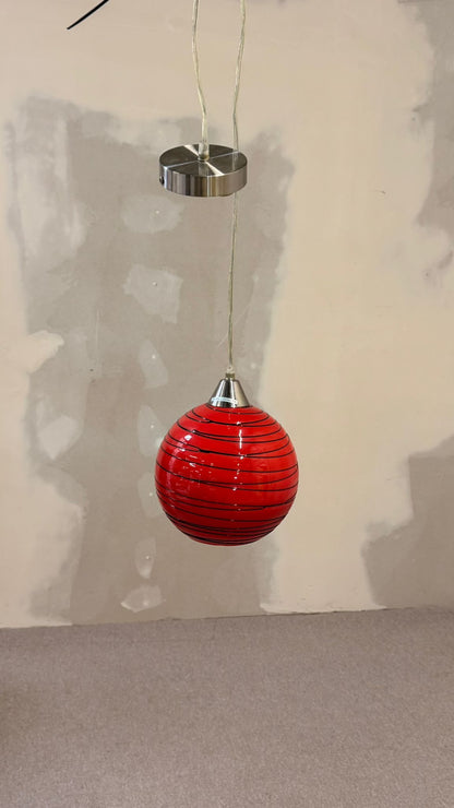 Rote retro Glas Hängeleuchte Kugellampe Pendellampe