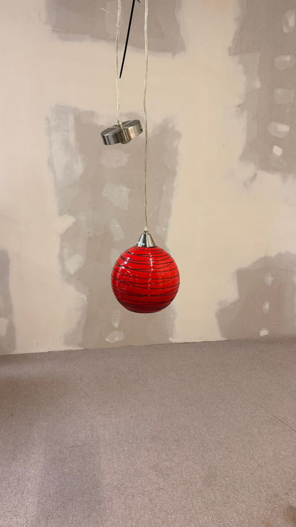 Rote retro Glas Hängeleuchte Kugellampe Pendellampe