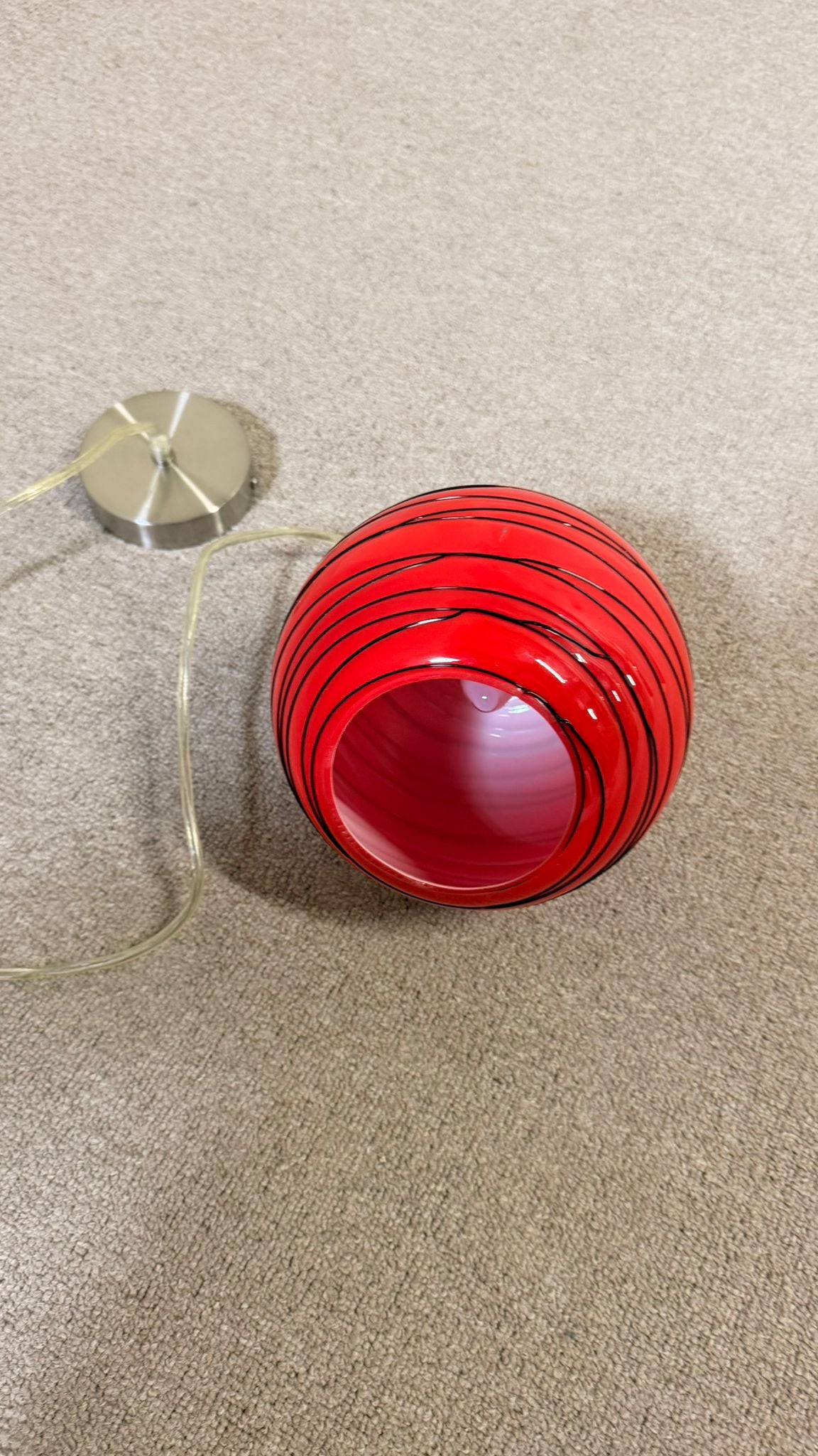 Rote retro Glas Hängeleuchte Kugellampe Pendellampe