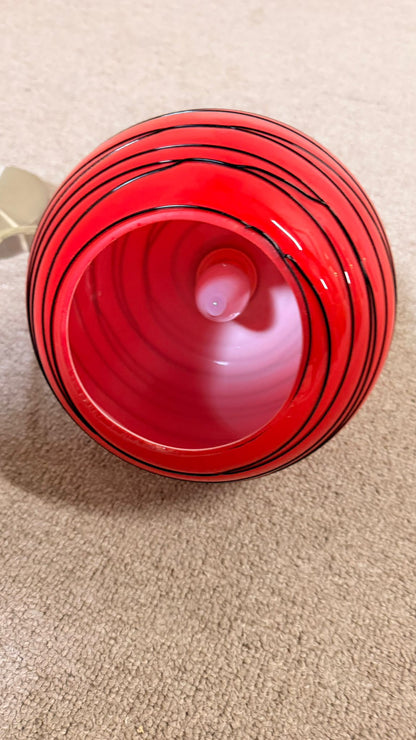 Rote retro Glas Hängeleuchte Kugellampe Pendellampe