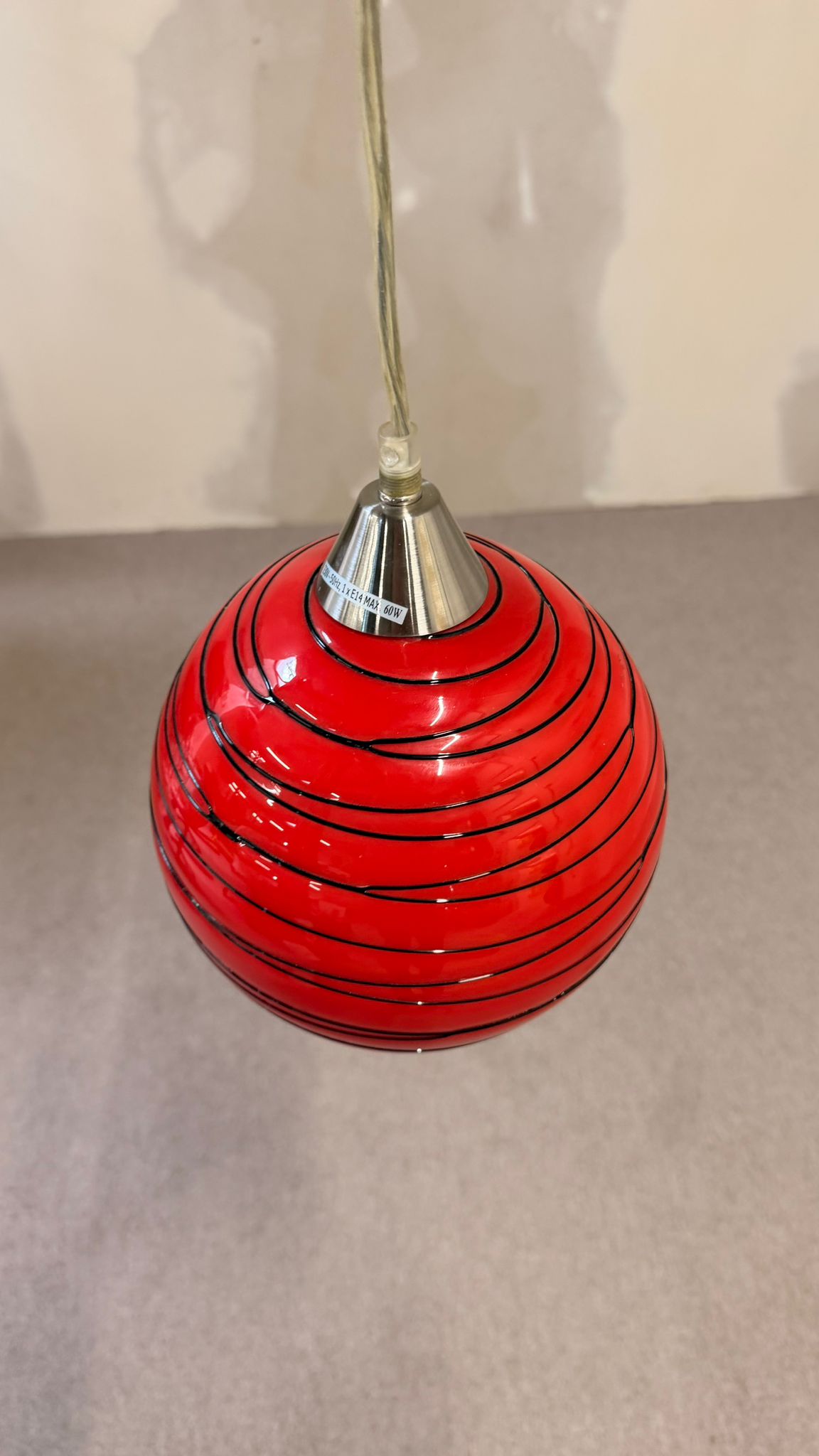Rote retro Glas Hängeleuchte Kugellampe Pendellampe