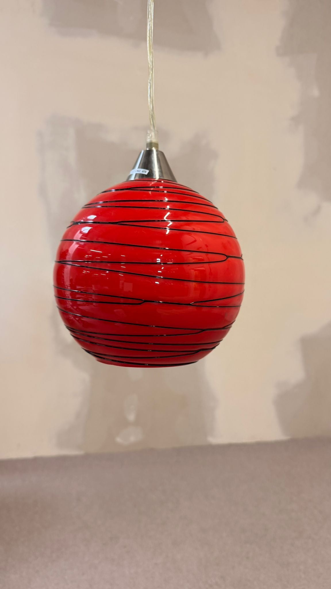 Rote retro Glas Hängeleuchte Kugellampe Pendellampe