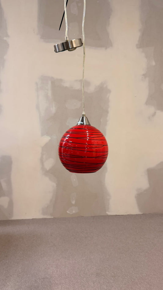 Rote retro Glas Hängeleuchte Kugellampe Pendellampe