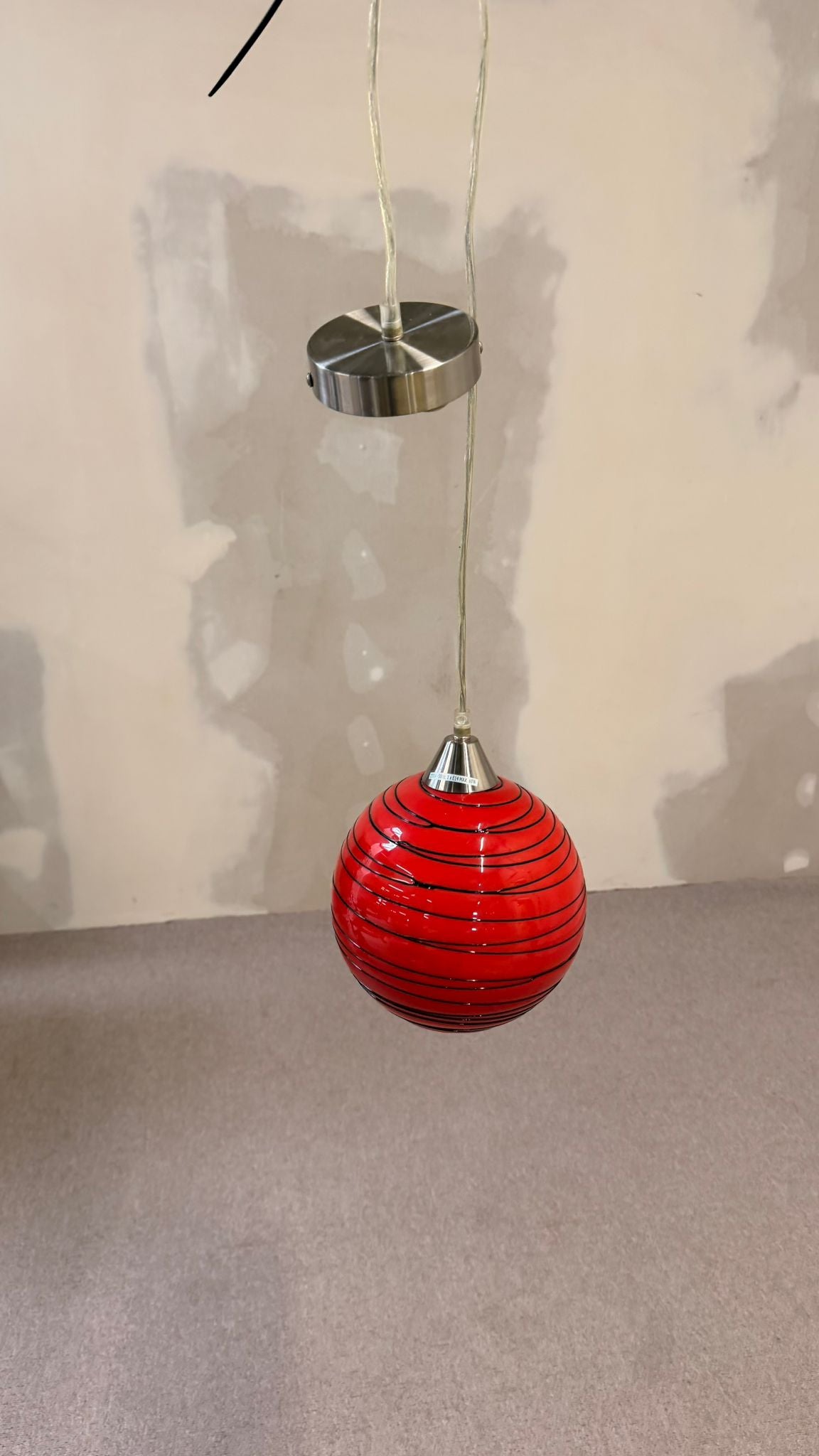 Rote retro Glas Hängeleuchte Kugellampe Pendellampe
