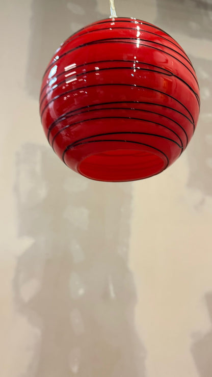 Rote retro Glas Hängeleuchte Kugellampe Pendellampe