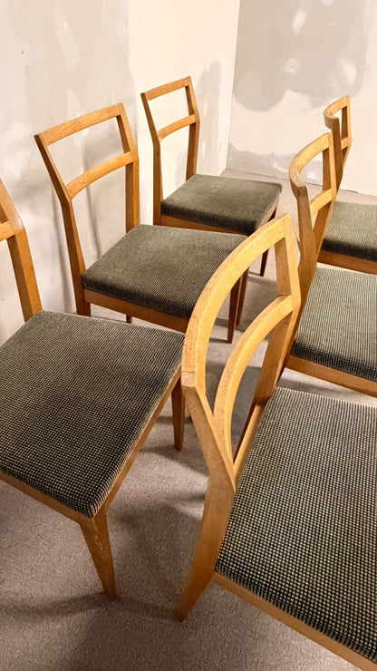 6er Set Mid Century dänische Esszimmerstühle Teakholz