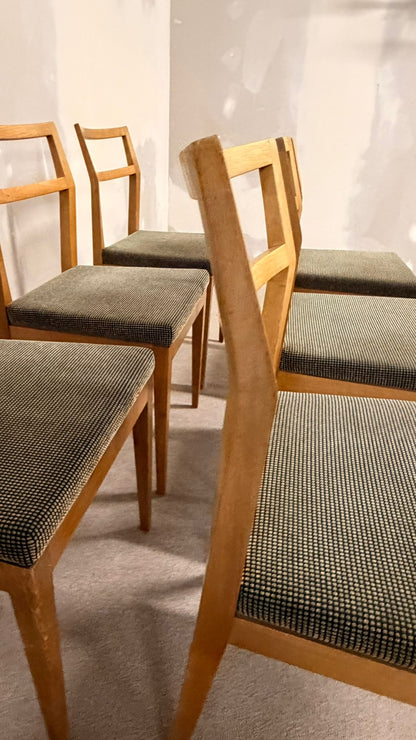 6er Set Mid Century dänische Esszimmerstühle Teakholz