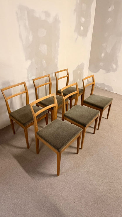 6er Set Mid Century dänische Esszimmerstühle Teakholz