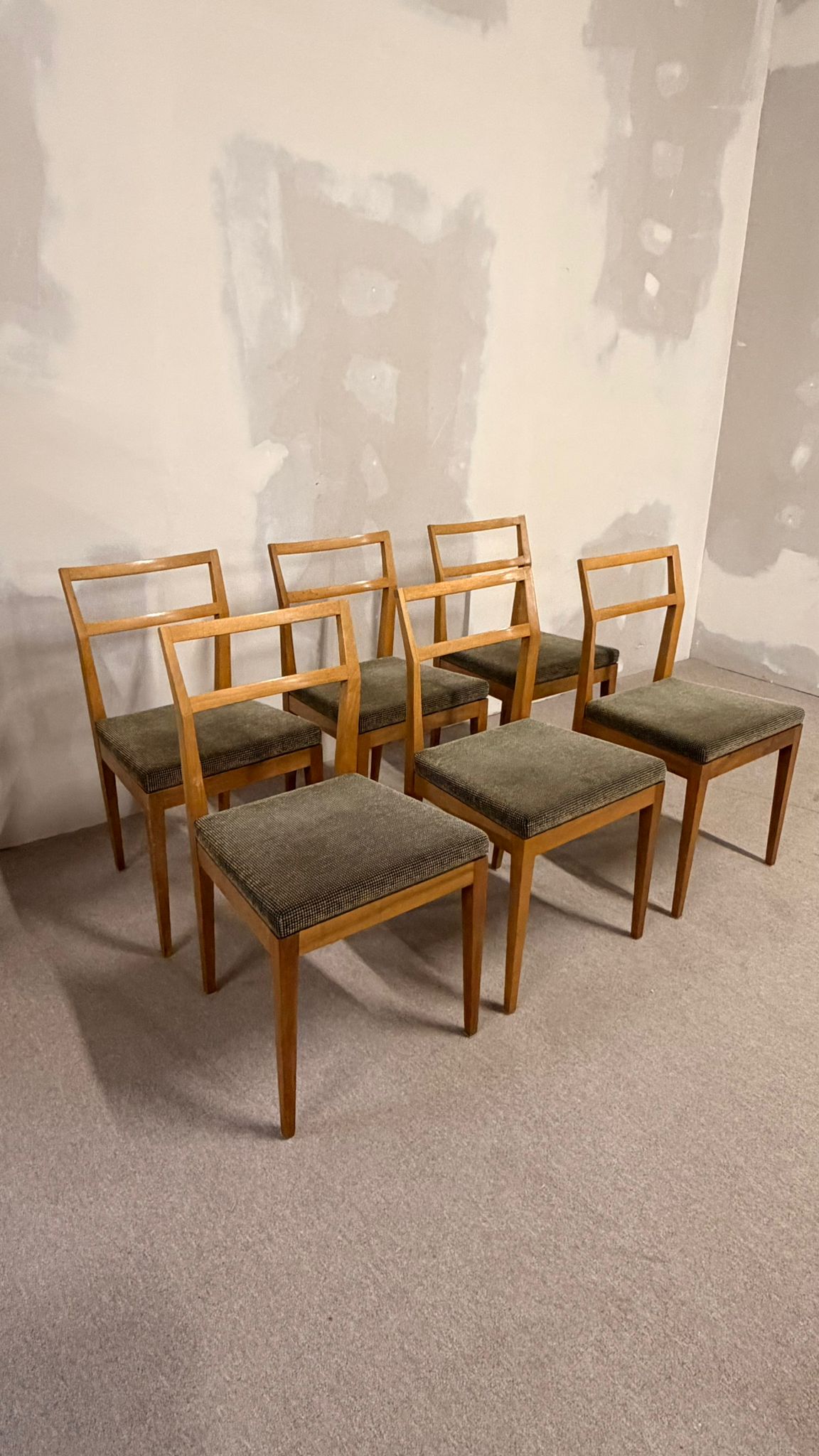 6er Set Mid Century dänische Esszimmerstühle Teakholz