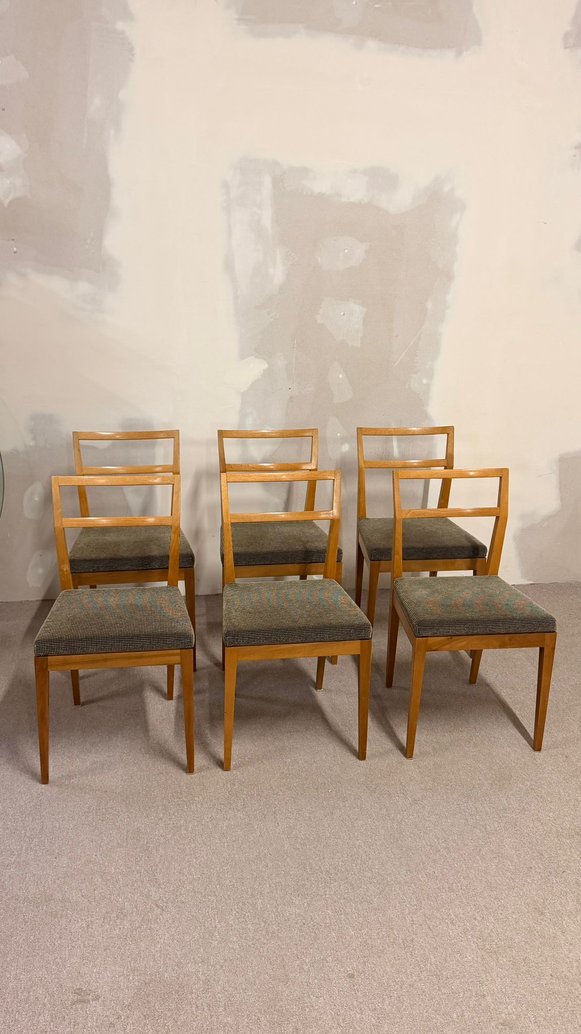 6er Set Mid Century dänische Esszimmerstühle Teakholz