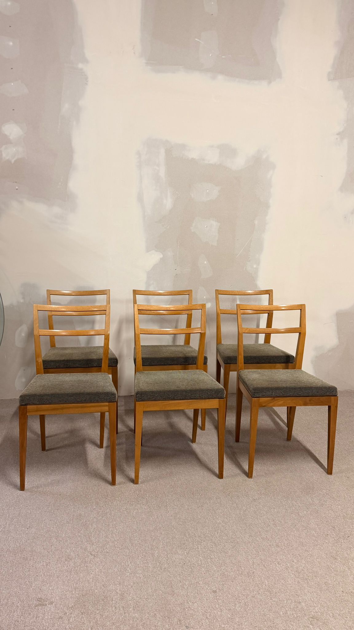 6er Set Mid Century dänische Esszimmerstühle Teakholz