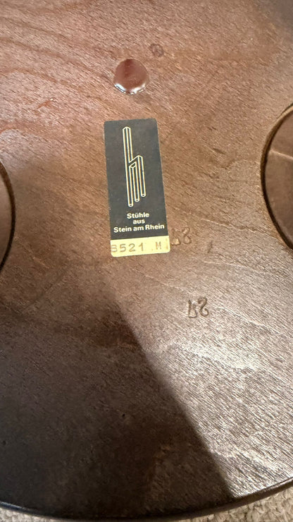 Ikonischer runder Bruno Rey Hocker für Dietiker 70er braun