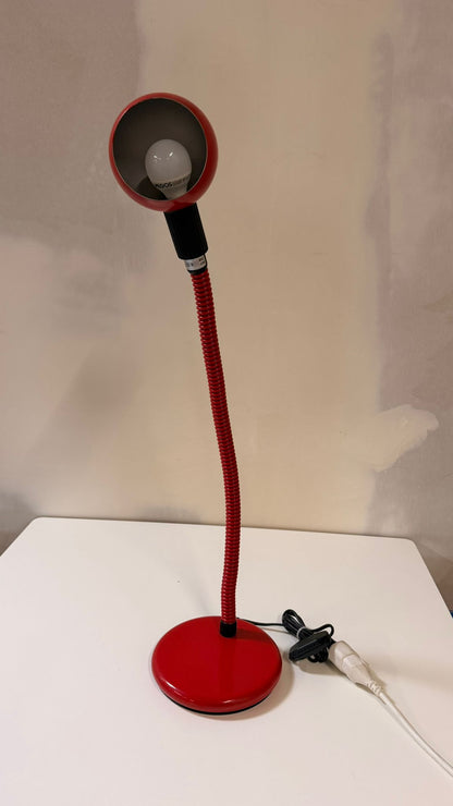 Rote italienische Space Age Tischlampe mit Schwanenhals 70`s