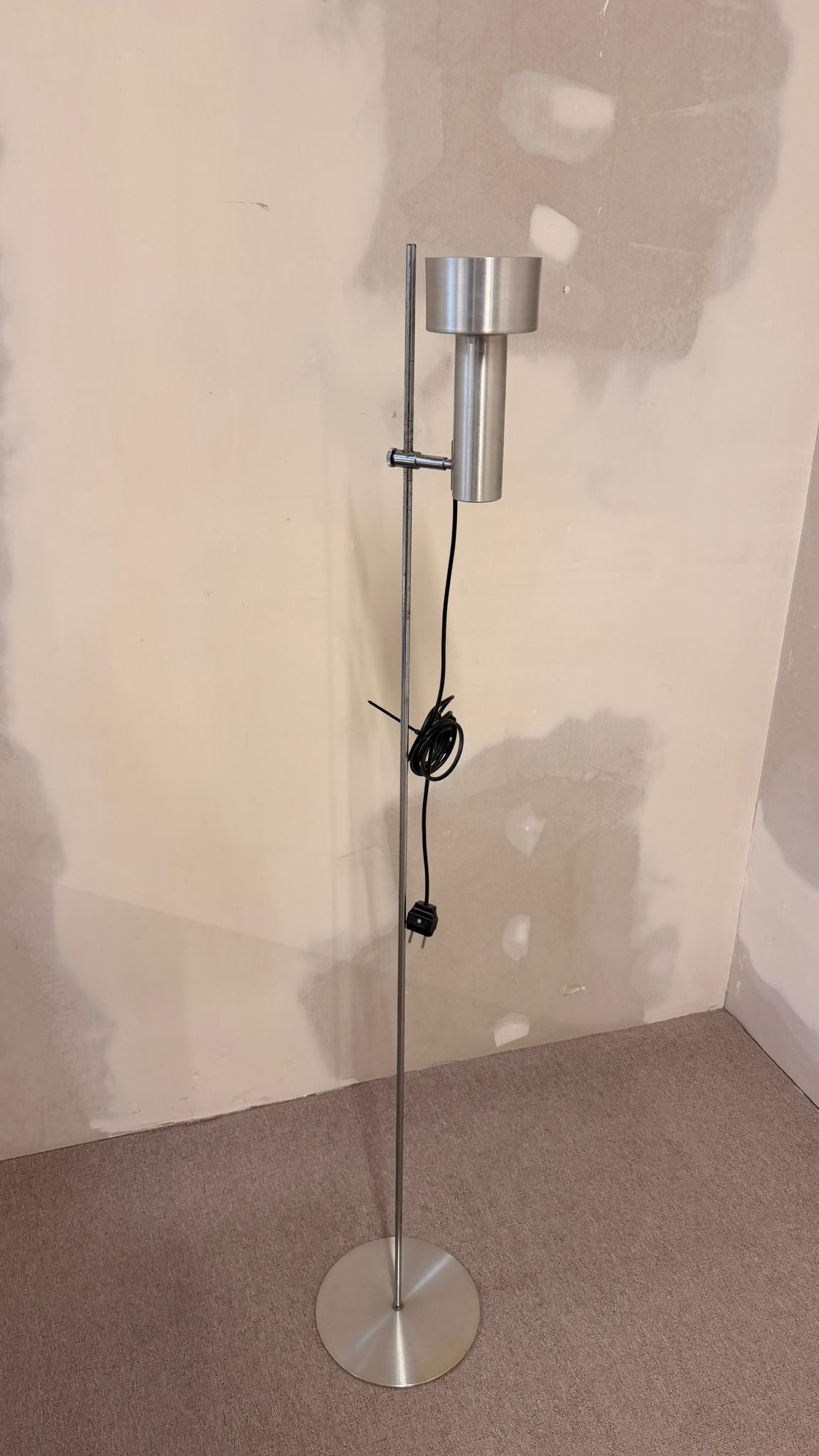 70er Vintage Aluminium Stehlampe, minimalistische Spotlampe