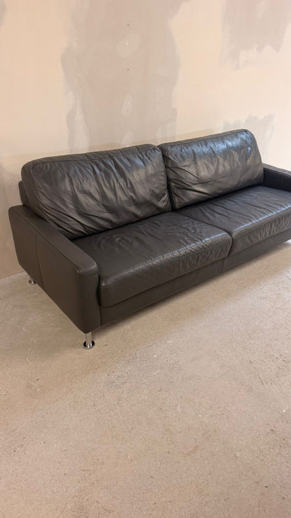 Modernes Ledersofa in dunkelgrau 3-Sitzer
